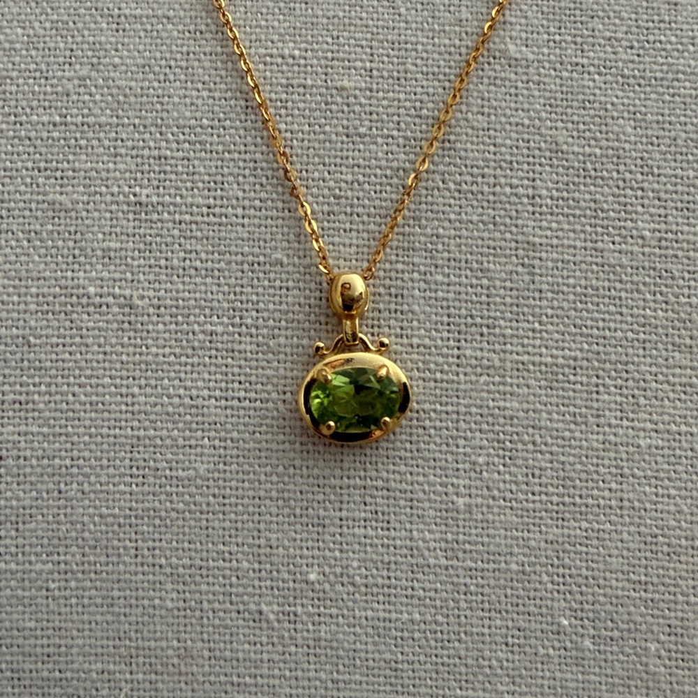 Peridot Necklace | 925 Sterling Silver | 17” Adjustable | Dainty Chain | 7.8mm - Picture 4 of 7